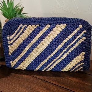 Vintage Genie Blue Straw Clutch / Bag / Purse